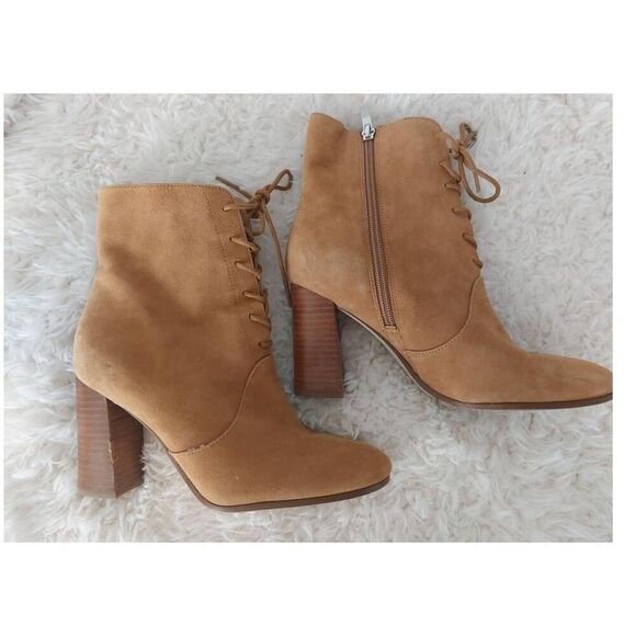 Marc Fisher Edina Suede Lace-Up Ankle Boots Brown Block Heel 6.5 - Picture 6 of 11